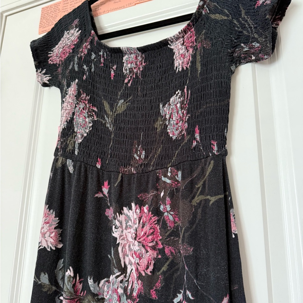 Maurices Black Floral Smocked dress